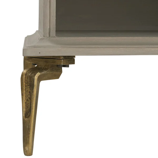 Solid Raw Mango Wood Taupe Bedside Table - Image 3