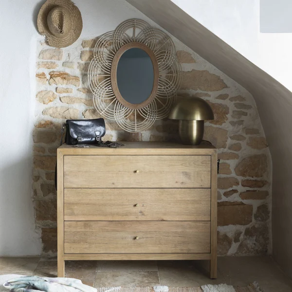 Rustic Natural Wood Grain Chest of Drawers – Image 7