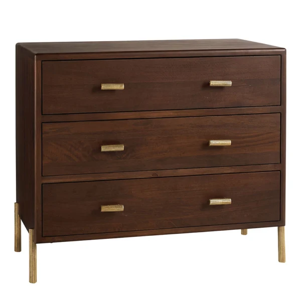 Elegant Waxed Mango Wood with Walnut Finish Chest of Drawers - Image 2