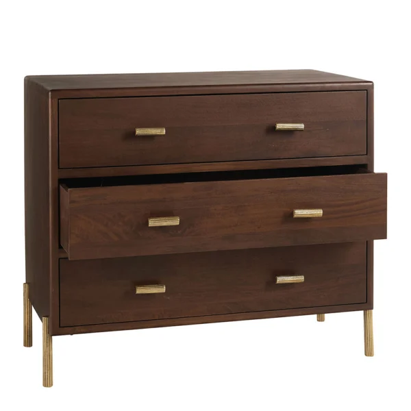Elegant Waxed Mango Wood with Walnut Finish Chest of Drawers - Image 3