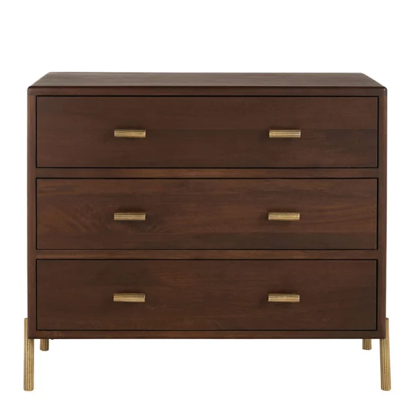 Elegant Waxed Mango Wood with Walnut Finish Chest of Drawers