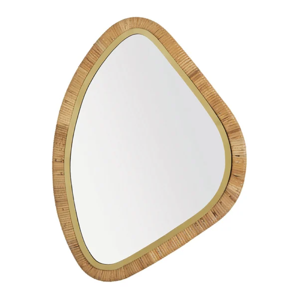 Rattan and Gold-plated Metal with Brass Finish Mirror - Available in Two Sizes