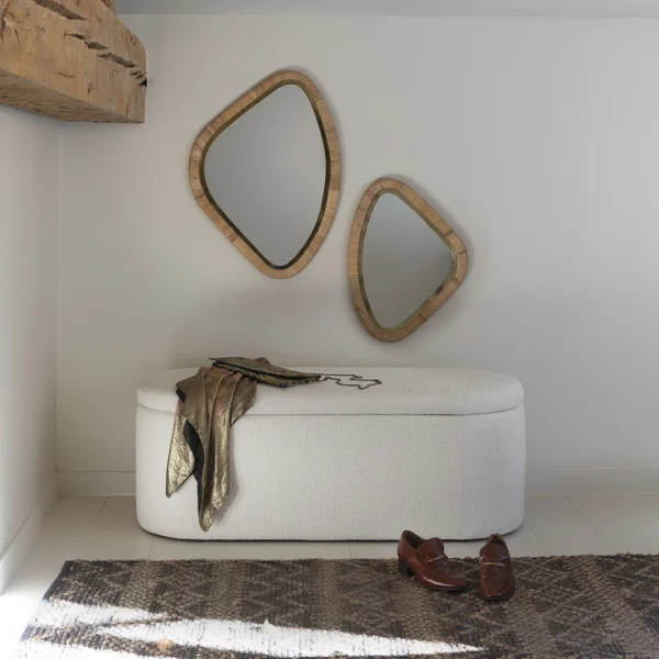 Rattan and Gold-plated Metal with Brass Finish Mirror - Available in Two Sizes - Image 3