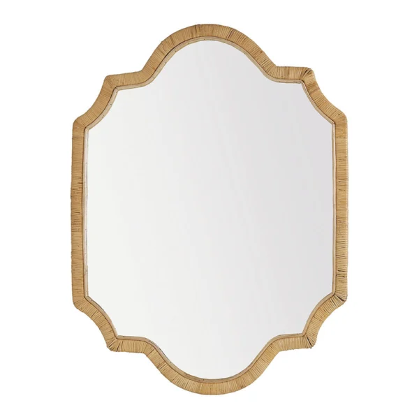 Refined Curved Hand-Woven Rattan Mirror