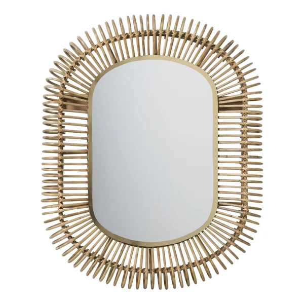 Adorned Mirror in Rattan and Metal - Available in Two Sizes