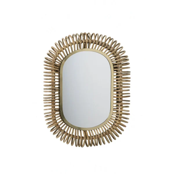 Adorned Mirror in Rattan and Metal - Available in Two Sizes - Image 2