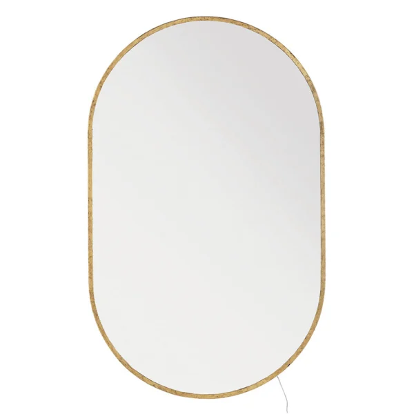 Elegant Illuminated Mirror in Brass-Finished Metal - Available in Two Shapes - Image 2