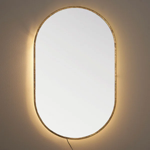 Elegant Illuminated Mirror in Brass-Finished Metal - Available in Two Shapes - Image 5