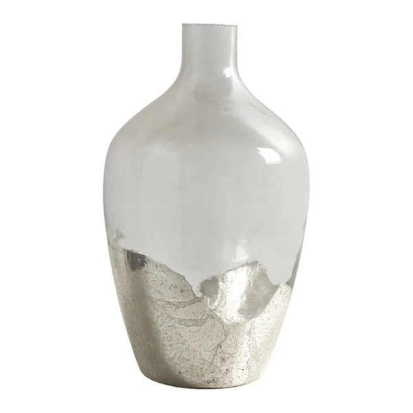 Elegant Clear Glass and Silver Demijohn Vase