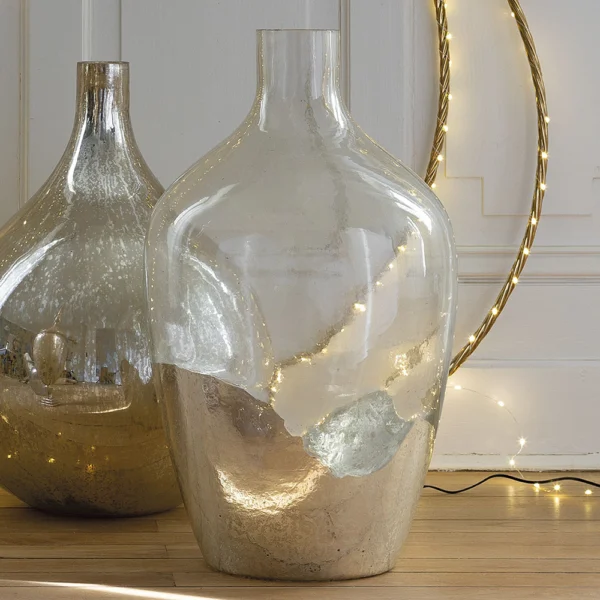 Elegant Clear Glass and Silver Demijohn Vase - Image 3