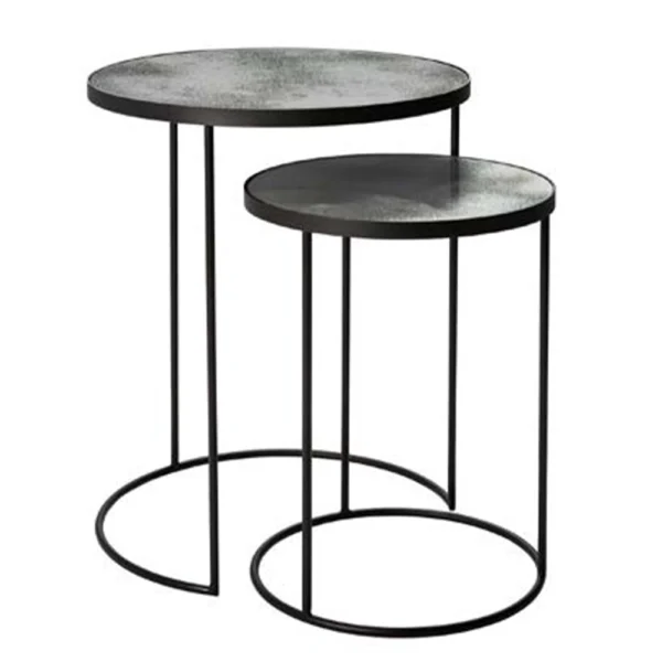 Nested Aged Mirror Glass Side Table