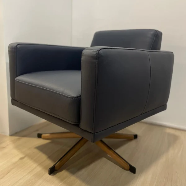2X Swivel Armchair in Blue Leather