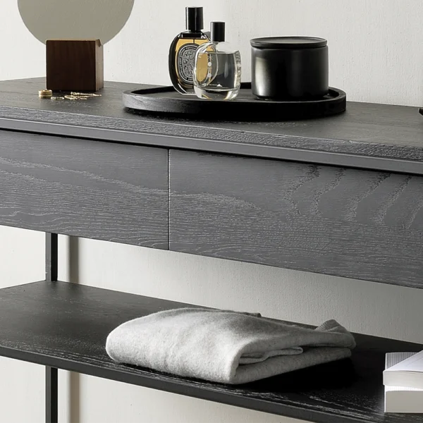 Minimalist Solid Oak with Black Frame Console - Available in Two Materials - Image 6