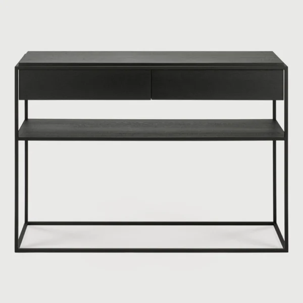 Minimalist Solid Oak with Black Frame Console - Available in Two Materials