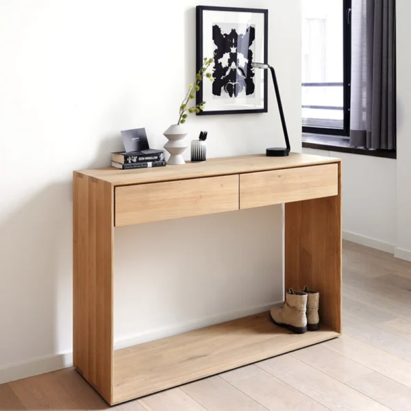 Solid Oak Console with Two Drawers - Available in Two Sizes - Image 2