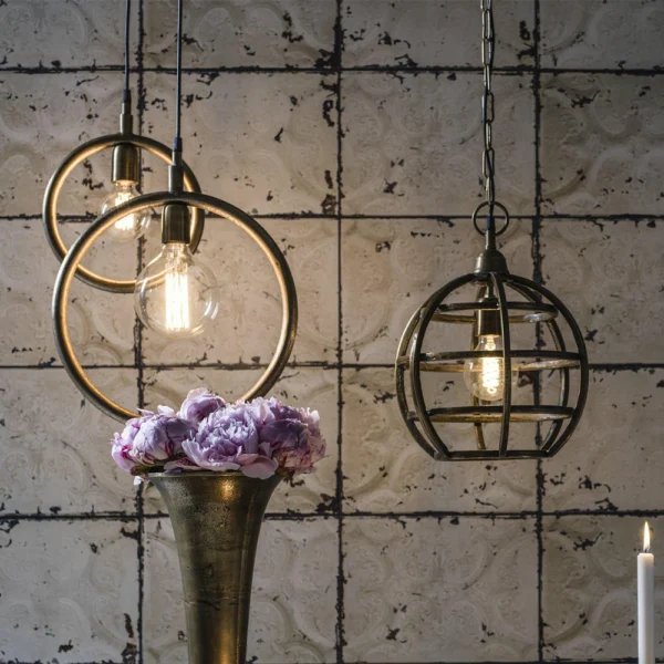 Round Brass Iron Ceiling Lamp - Available in Two Sizes - Image 3