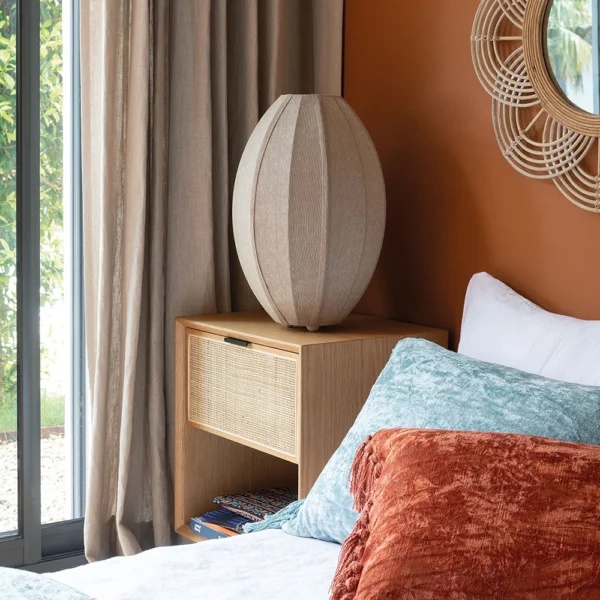 Japandi Burlap Cream Table Lamp - Image 4