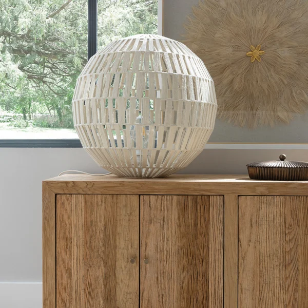 Sphere White Jute Table Lamp – Available in Two Sizes - Image 4