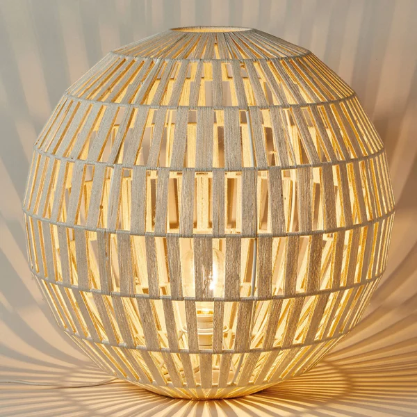 Sphere White Jute Table Lamp – Available in Two Sizes - Image 3