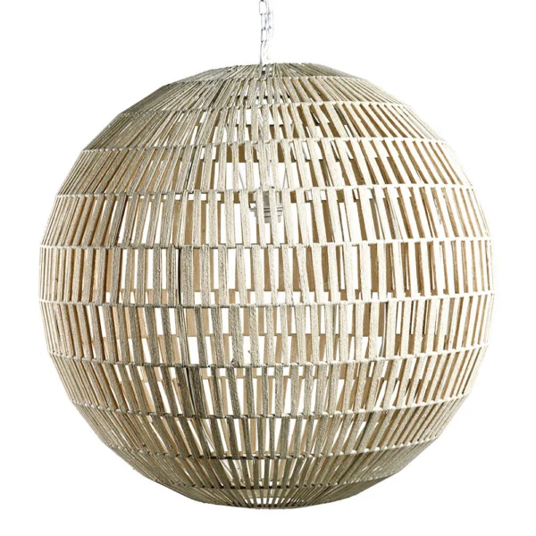 Sphere White Jute Pendand Light - Available in Two Sizes - Image 2