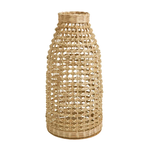 Elegant Rattan and Metal Vase
