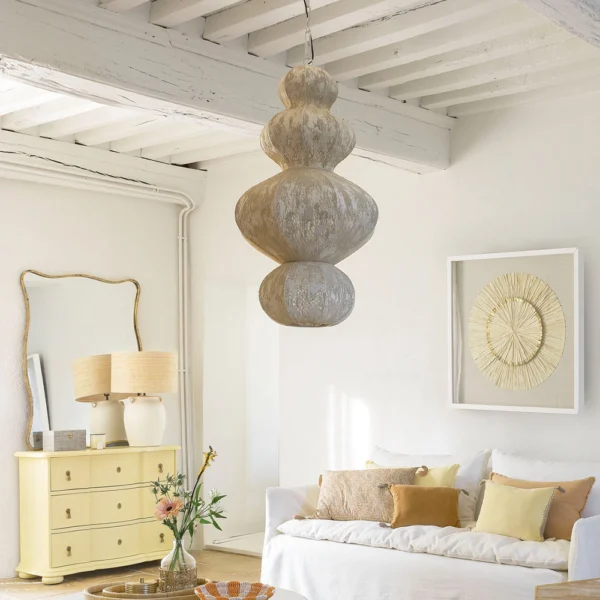 Elegant Fabric and Metal Pendant Light - Available in Two Sizes - Image 4