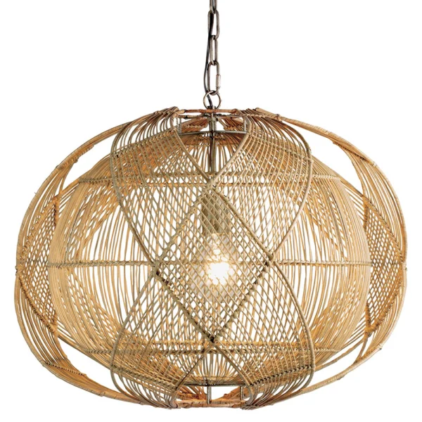Rustic Woven Natural Rattan Pendant Light - Image 3