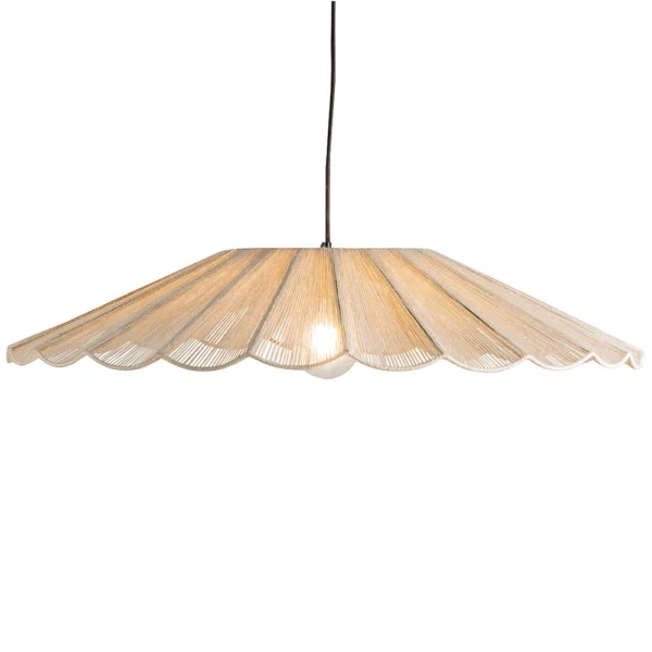 Stunning White Jute and Metal Pendant Light – Image 3