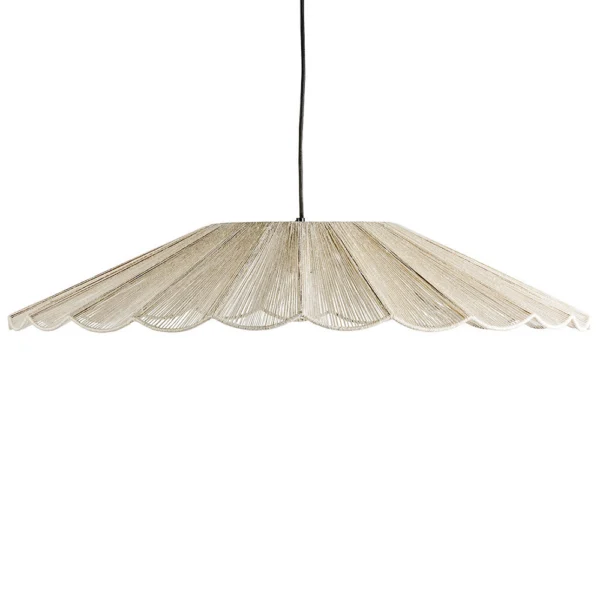 Stunning White Jute and Metal Pendant Light