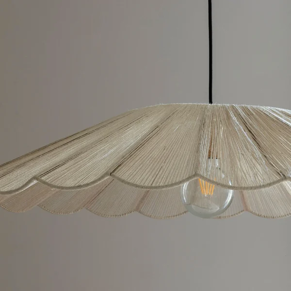 Stunning White Jute and Metal Pendant Light – Image 5