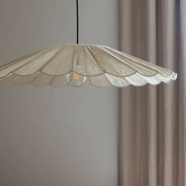 Stunning White Jute and Metal Pendant Light – Image 6