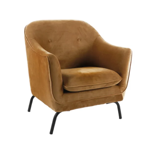 Velvet Green and Caramel Armchair - Available in Two Colours – Image 2