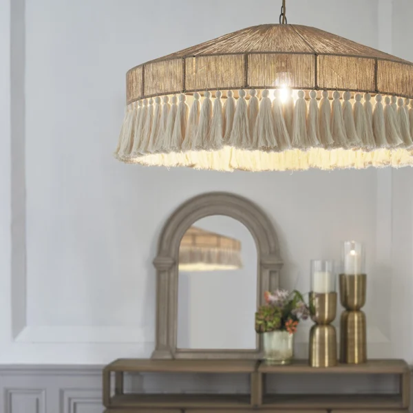 Elegant Handmade Natural Jute Pendant Light - Image 4