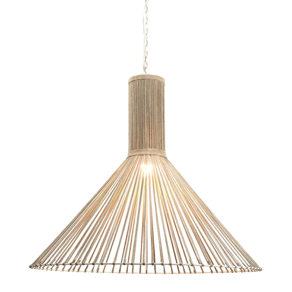 Elegant Suede Beige Pendant Light - Image 3