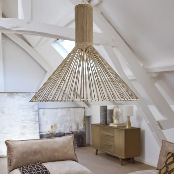 Elegant Suede Beige Pendant Light - Image 5