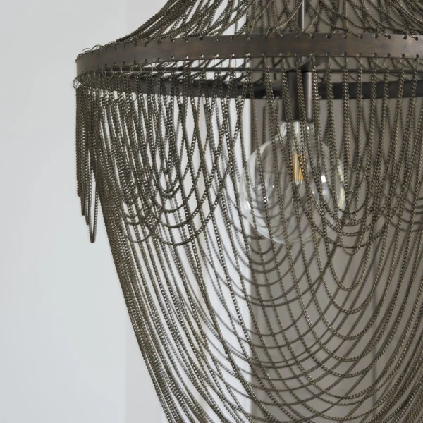 Contemporary Adorned Fine Metal Chain Pendant Light - Image 5