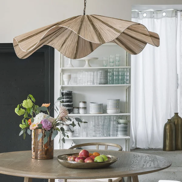 Raffia Gold and Natural Pendant Light - Image 4
