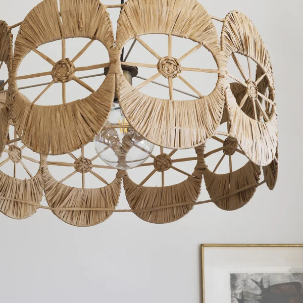 Timeless Hand-Woven Raffia Pendant Light - Image 4