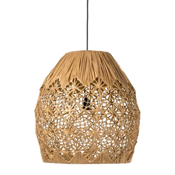 Hand-Woven Raffia Pendant Light