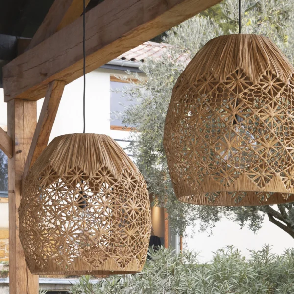 Hand-Woven Raffia Pendant Light - Image 4