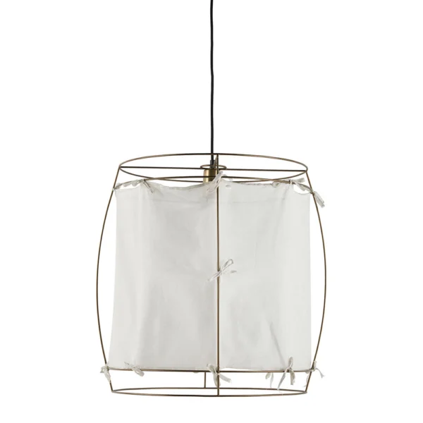 Contemporary White Fabric and Gold-Plated Pendant Light - Available in Two Sizes