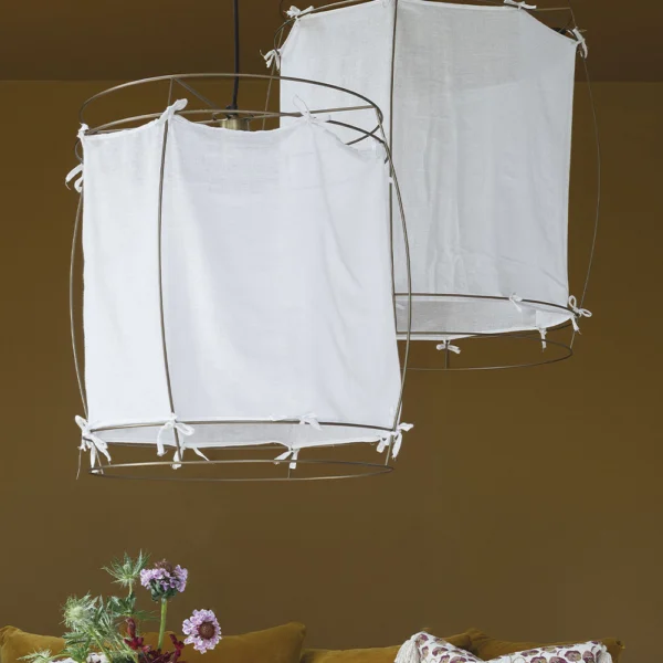 Contemporary White Fabric and Gold-Plated Pendant Light - Available in Two Sizes - Image 3