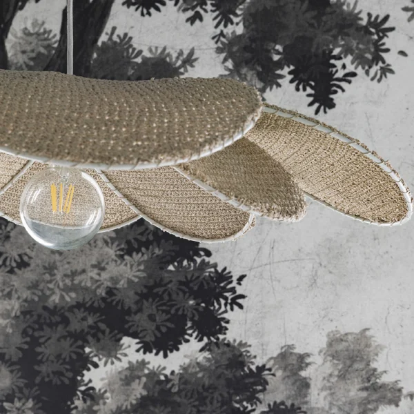 Rustic Hand-Woven Raffia Pendant Light - Image 3