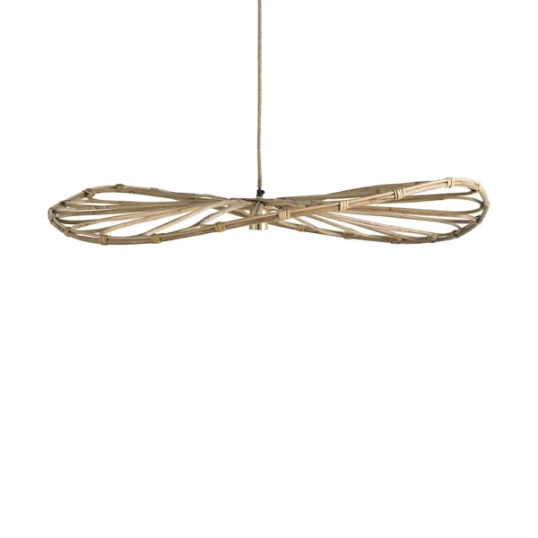 Elegant Curved Natural Rattan Pendant Light - Available in Two Sizes