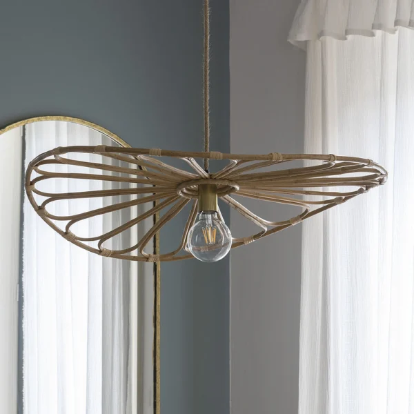 Elegant Curved Natural Rattan Pendant Light - Available in Two Sizes - Image 3