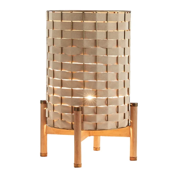 Timeless Elegant Beige Suede Lamp - Image 2
