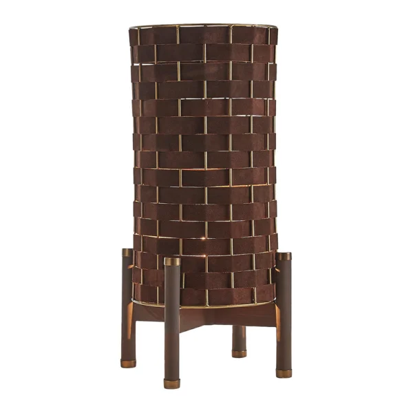 Timeless Elegant Brown Suede Lamp - Image 2