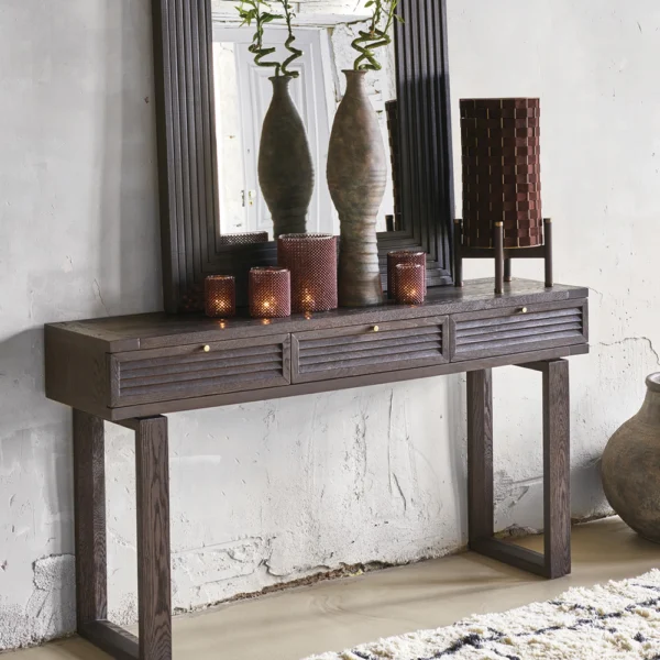 Timeless Elegant Brown Suede Lamp - Image 3