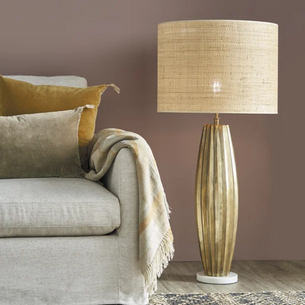 Stylish Metallic Gold Marble Lamp Base - Image 5