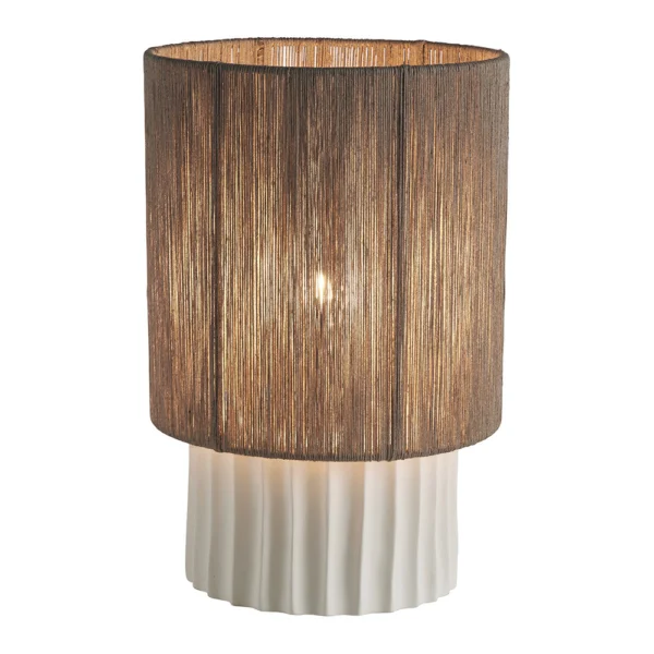 Natural Pottery Column Base and Hand-Woven Jute Top Table Lamp - Image 3